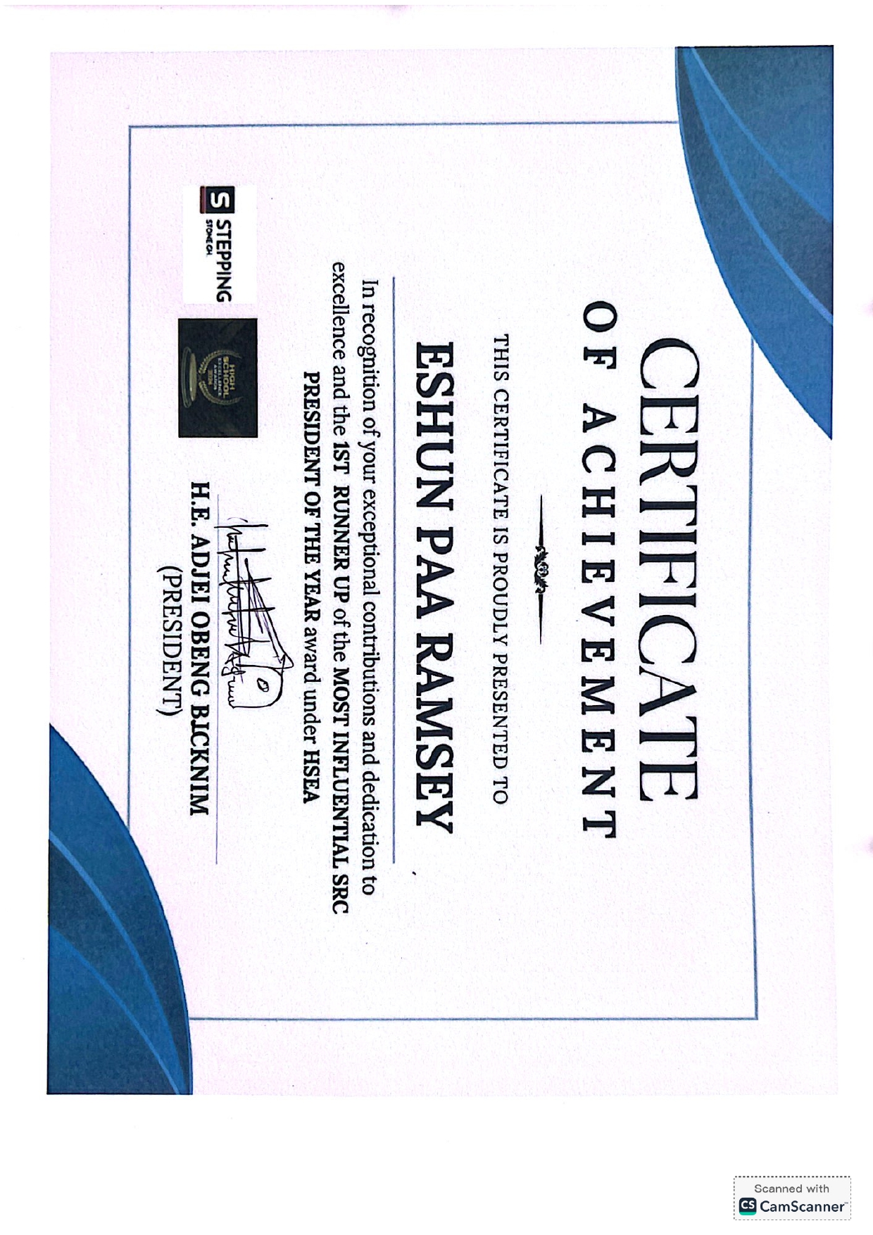 Health Week Planning Certificate